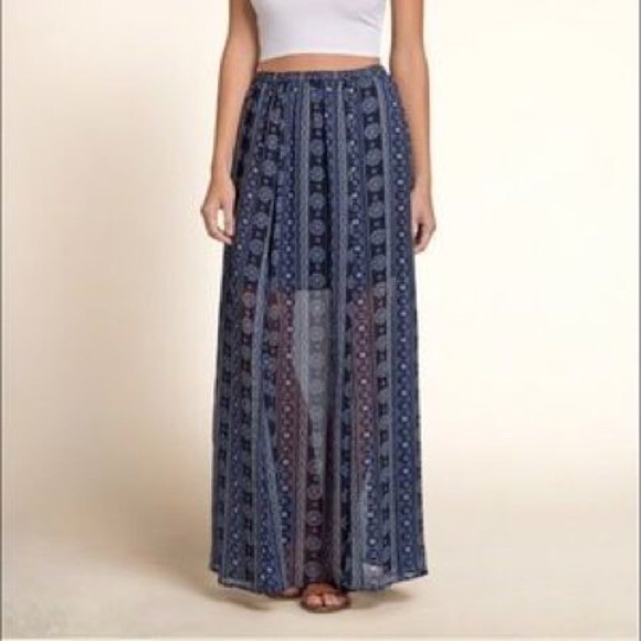 Hollister Blue and White Maxi Skirt - Picture 3 of 3